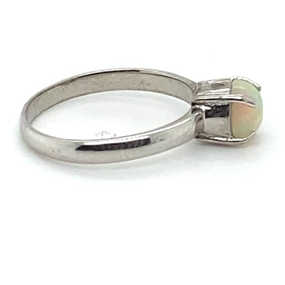 White Precious Opal .90ct Platinum Finish Solid 925 Sterling Silver Ring - Picture 4 of 7